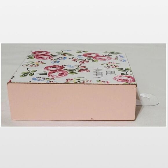 New White Floral Motivational BE HAPPY Wood Box Sign Décor - Picture 5 of 10